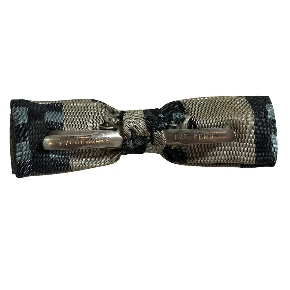 Tan and Blue Bowtie Checked Ever Grip Junior Geometric Vintage Clip On